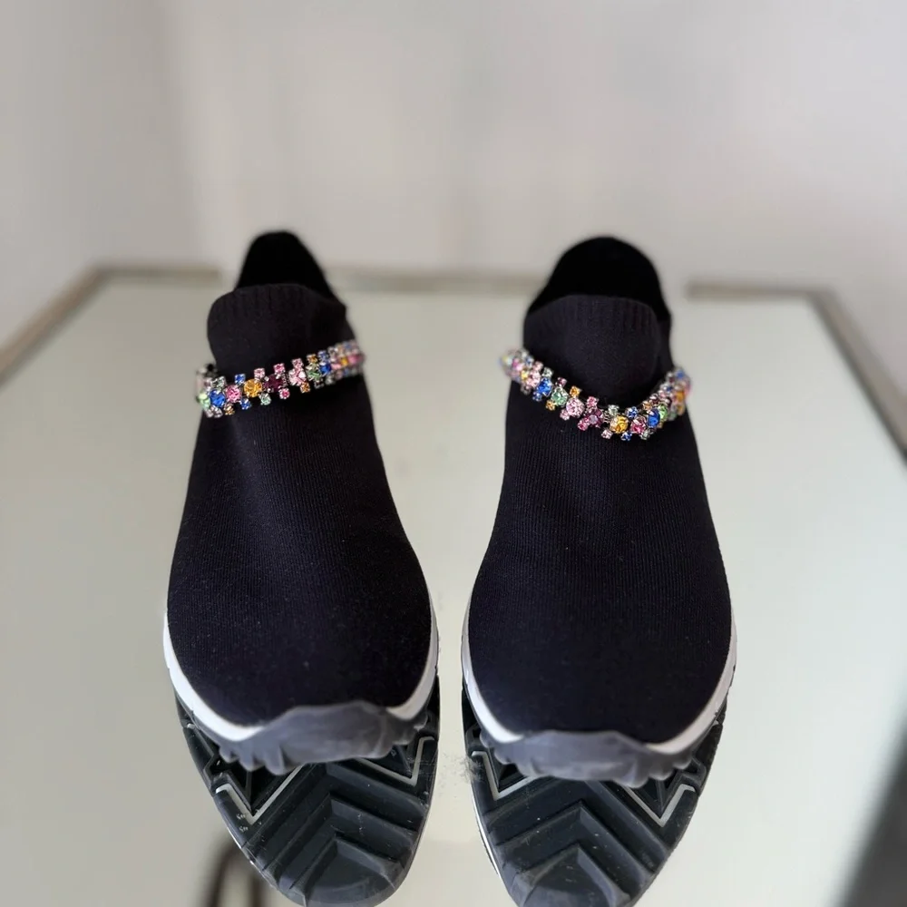 Like new JIMMY CHOO Verona Embellished Knit Trainers $795 36.5